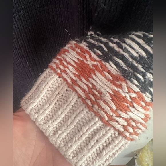 Madewell Fair Isle Turtleneck Sweater Dress Size Large Black and Rust - Picture 7 of 8